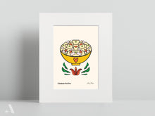 Load image into Gallery viewer, Chicken Pot Pie small print, matted to 8x10”, depicting this delicious, creamy Pennsylvania Dutch dish filled with chicken and vegetables in a flaky crust. Ideal for rustic kitchen decor and comfort food lovers.