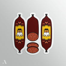 Load image into Gallery viewer, Lebanon Bologna sticker featuring a hand-drawn illustration of this iconic Pennsylvania Dutch delicacy. Die-cut and printed with a matte finish, perfect for adding a touch of PA Dutch culture to your belongings.
