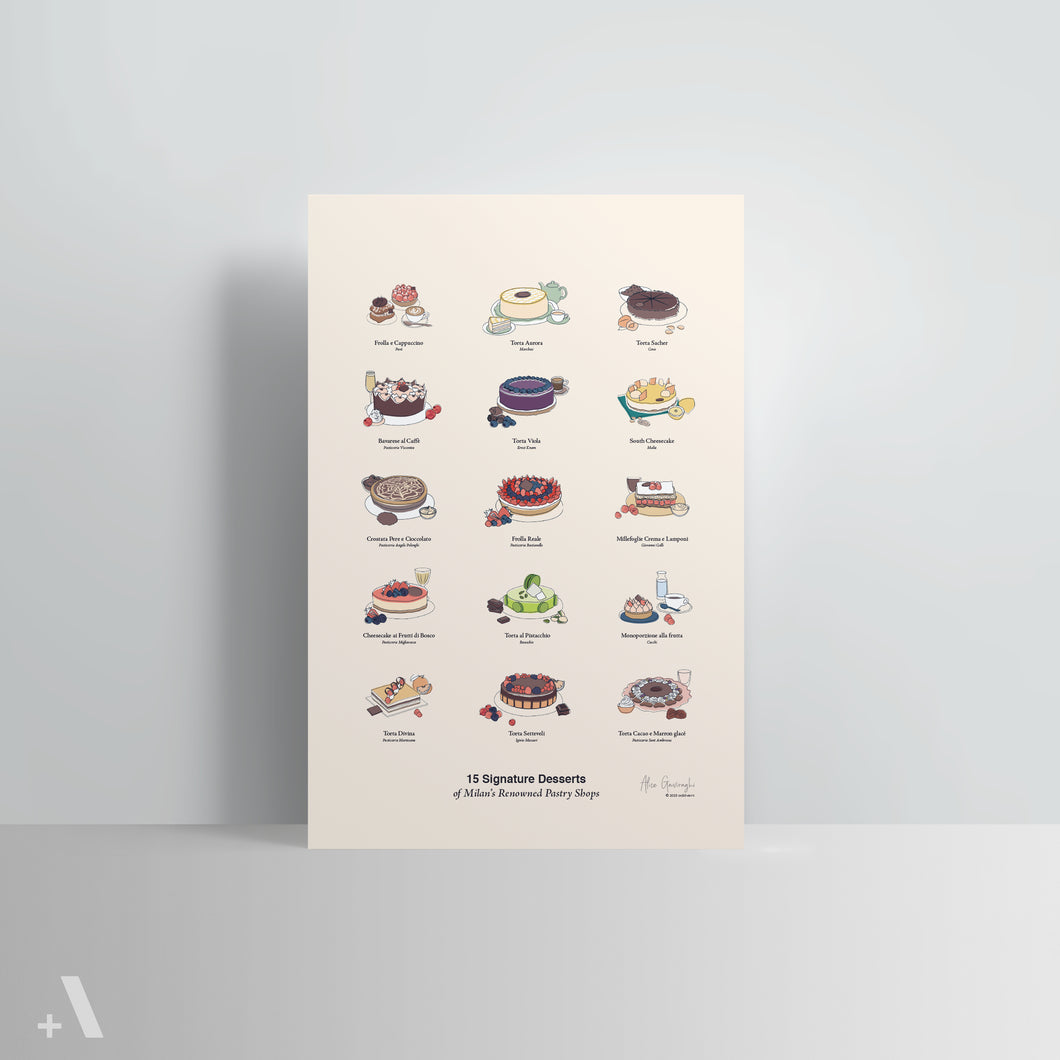 Desserts of Milan's Pastry Shops / Poster Art Print