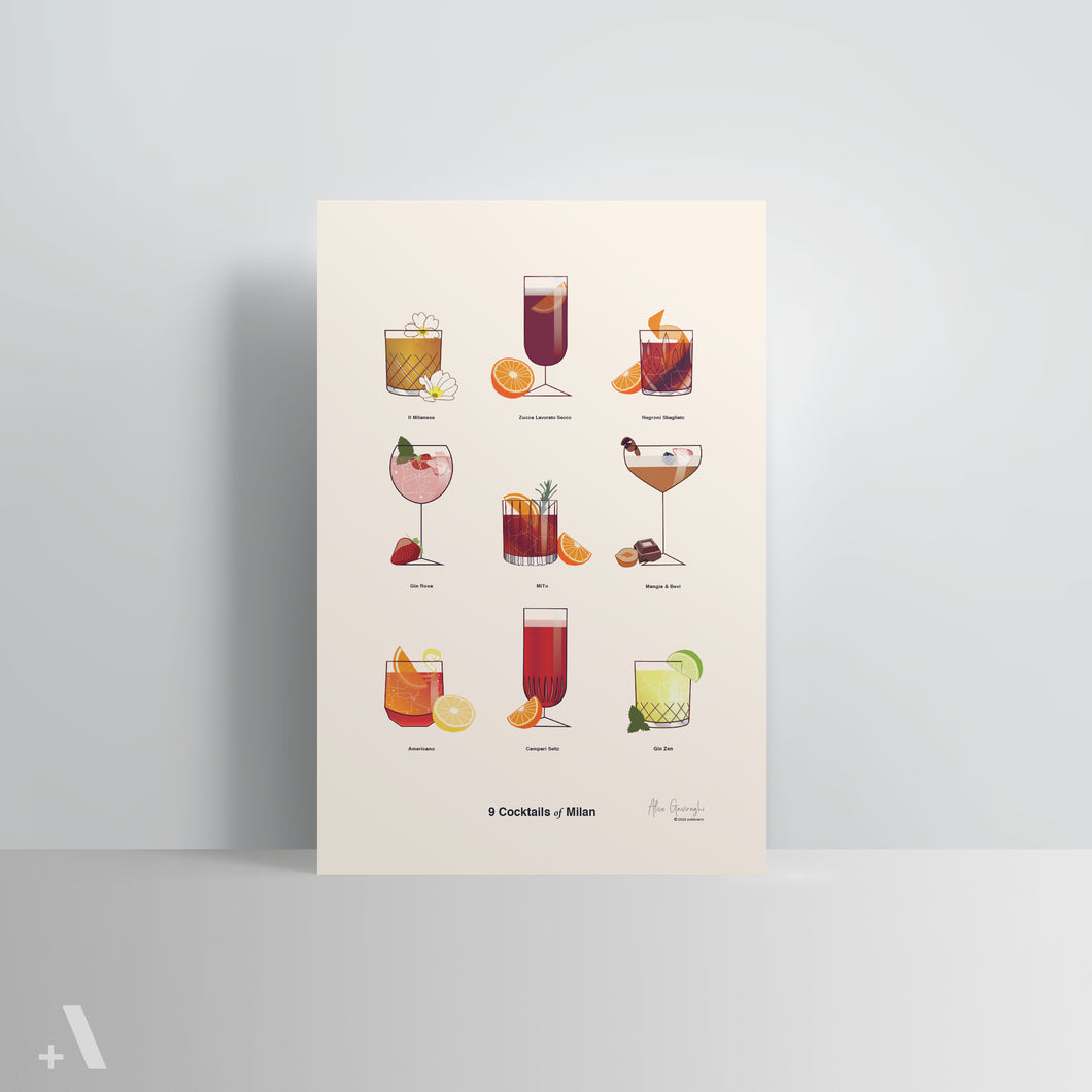 Italian Cocktails of Milan / Poster Art Print