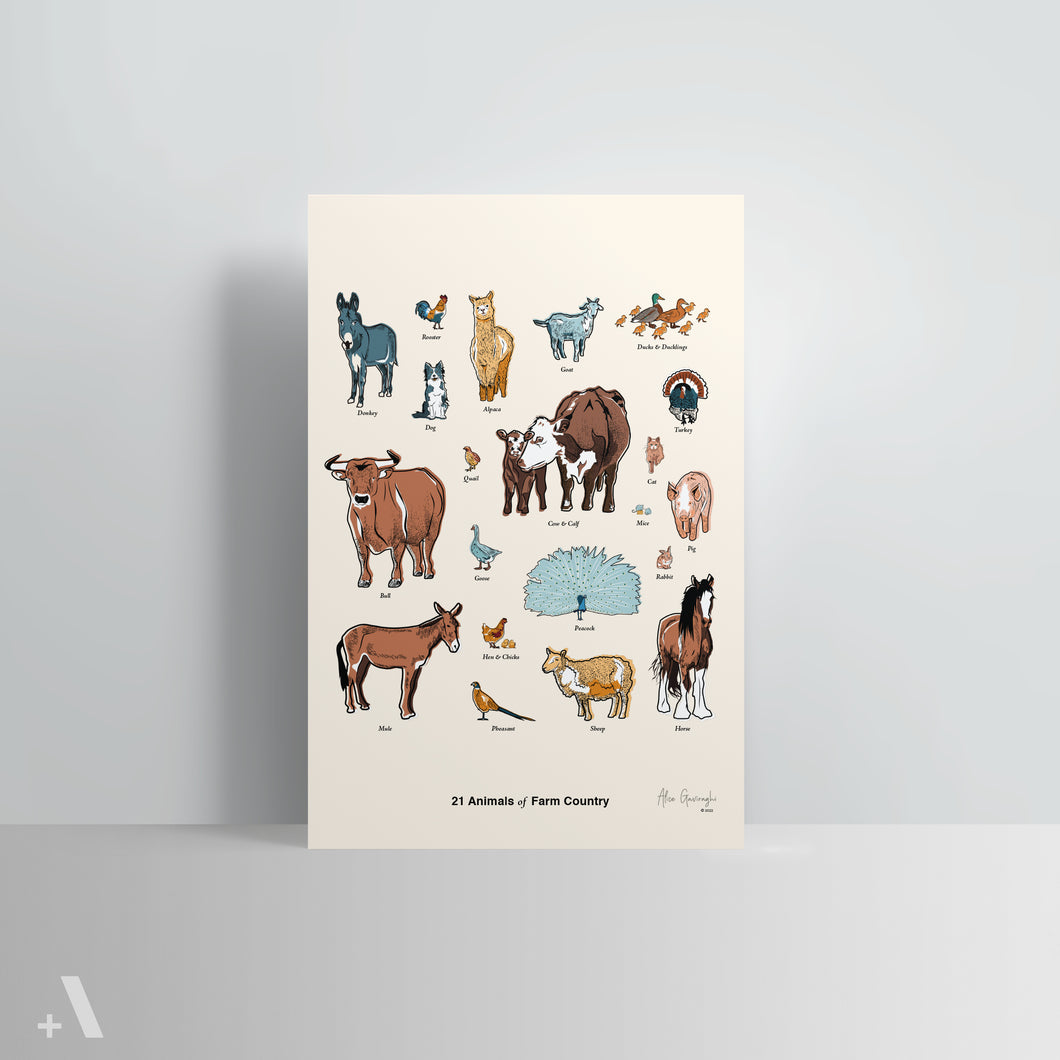 Animals of Farm Country / Poster Art Print