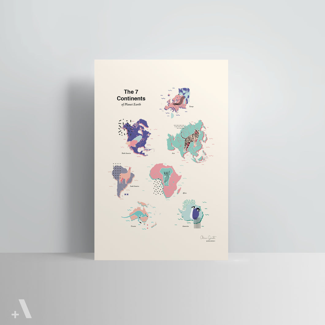 Continents of Planet Earth / Poster Art Print