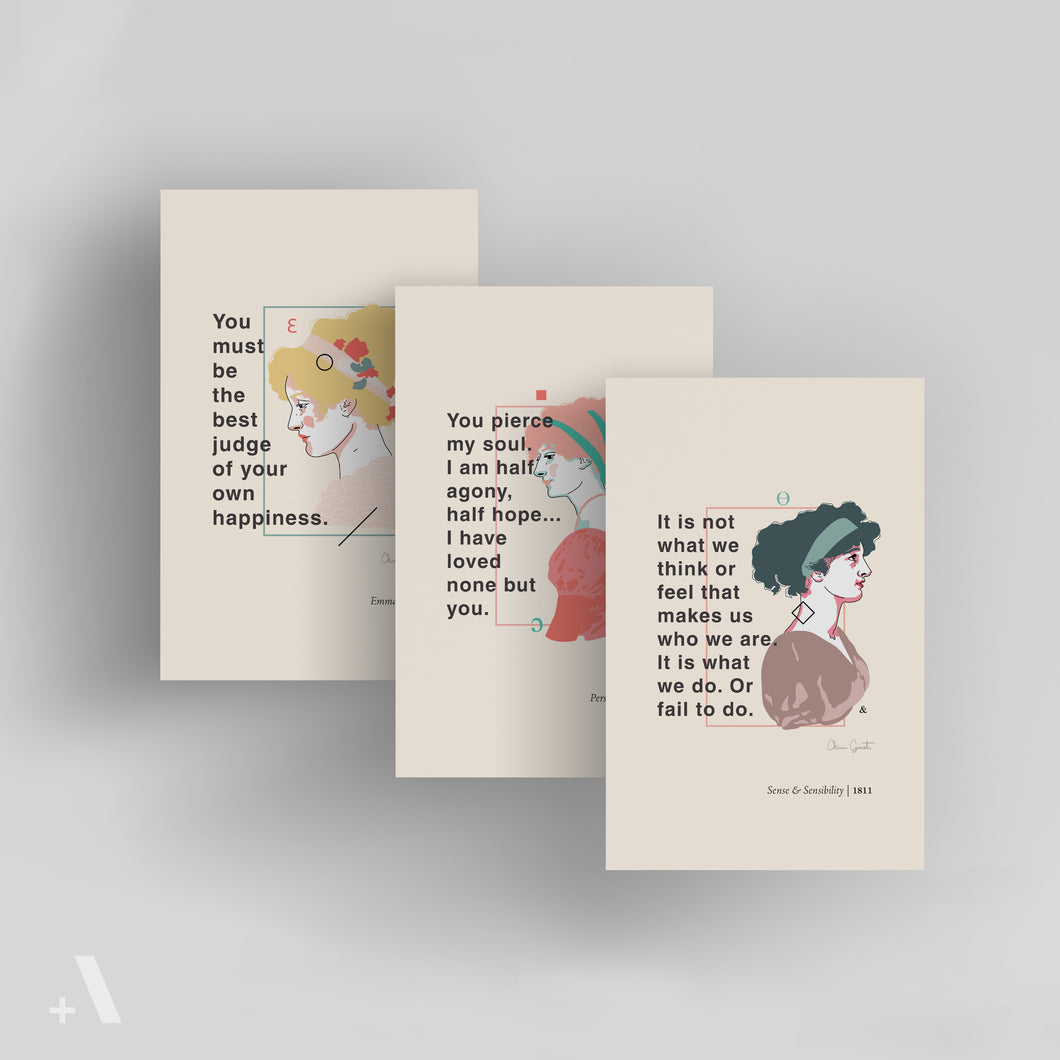 Jane Austen Novels / Small Art Prints