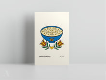 Load image into Gallery viewer, A small art print from the Pennsylvania dutch delicacies food collection featuring an illustration of Corn Soup
